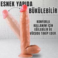 30 CM Realistik Dokulu Damarlı Kalın Dildo Vantuzlu Büyük Boy Gerçekçi Yapay Penis Dildo