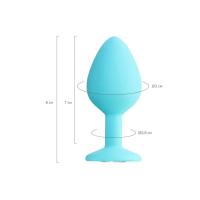 Muhteşem Mücevheratlı Silikon Anal Plug Su Yeşili 8 Cm