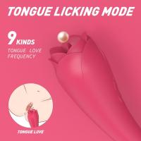 Şarjlı Eğilebilir Güçlü Titreşimli Anal Vajina ve Klitoris Uyarıcı Dil Hareketli Meme Ucu Gül Vibratörü