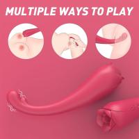 Şarjlı Eğilebilir Güçlü Titreşimli Anal Vajina ve Klitoris Uyarıcı Dil Hareketli Meme Ucu Gül Vibratörü