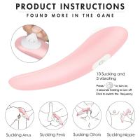 Şarjlı Titreşimli Kadın İnleme Sesli 2 in 1 Klitoris Emiş ve Meme Ucu Masaj Vibratörü