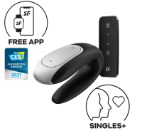 Satisfyer Double Fun Connect App Black Telefon Uyumlu Klitoris ve G-Spot Uyarıcı Çiftlere Özel Vibratör 